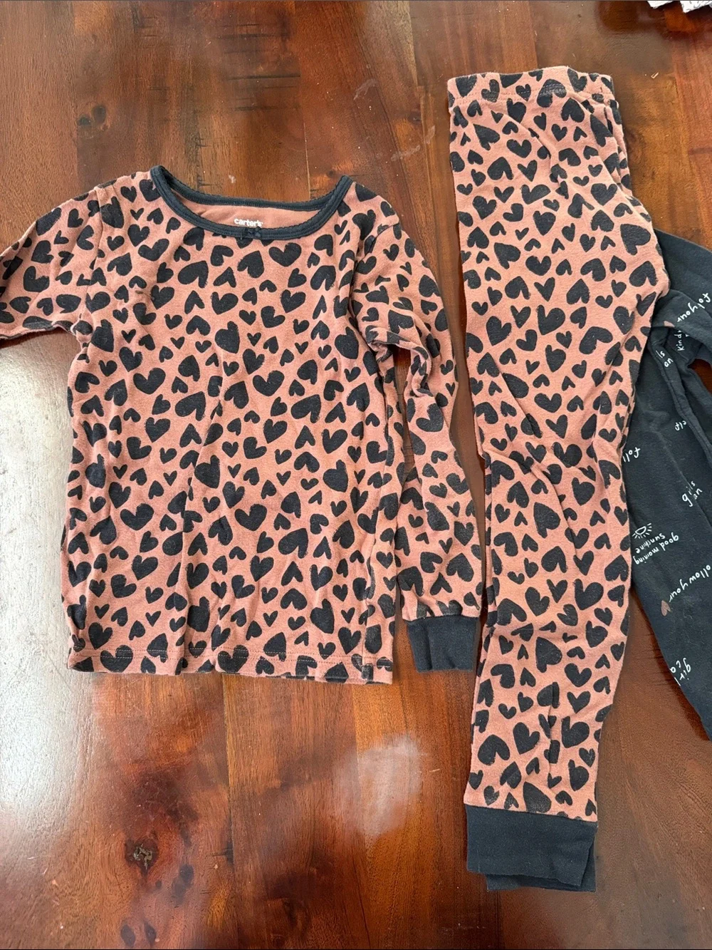 Kids cotton Carter’s Two-Tone Heart and Graphic Pajama Set - brown black